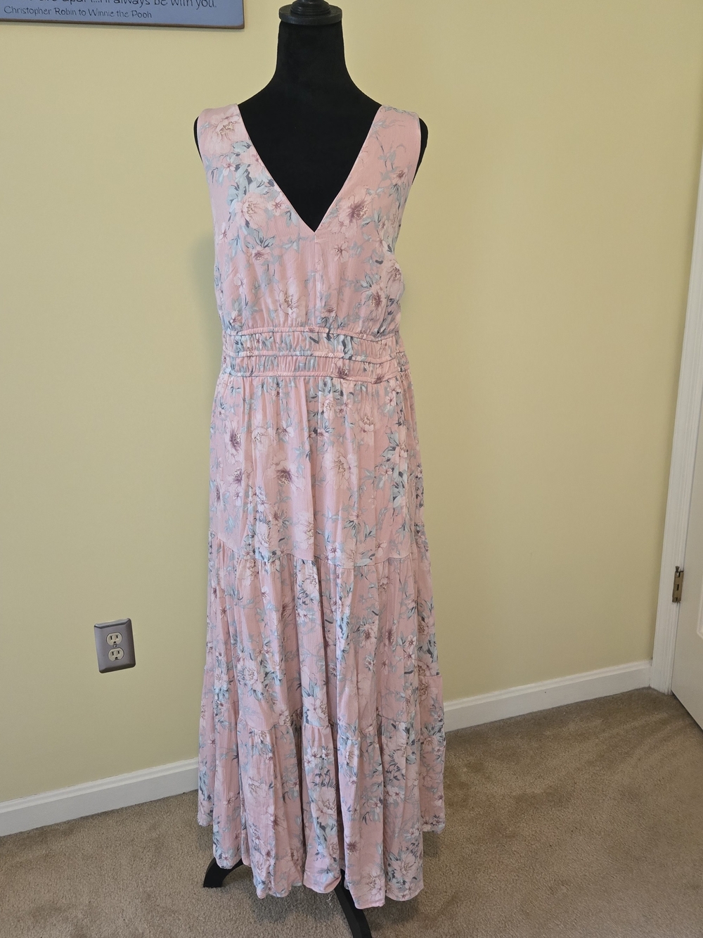 torrid Pink Floral V-Neck Tiered Maxi Dress